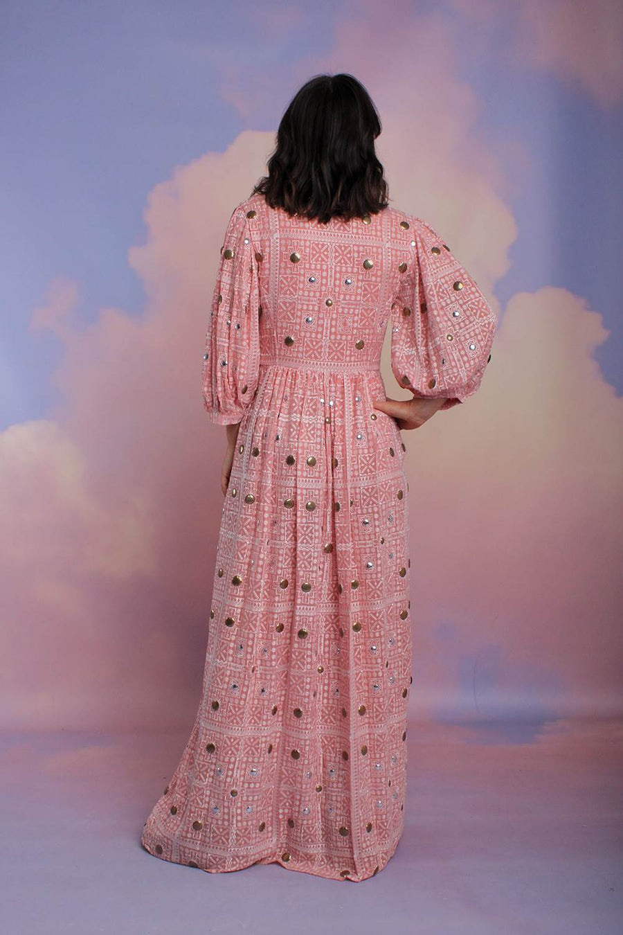 HAYLEY MENZIES-Maxi abito rosa con decorazioni-SS2401040RSE