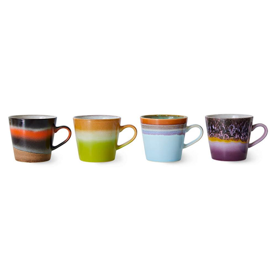 HK LIVING-Set 4 tazze Cappuccino 70's Solid-ACE7231