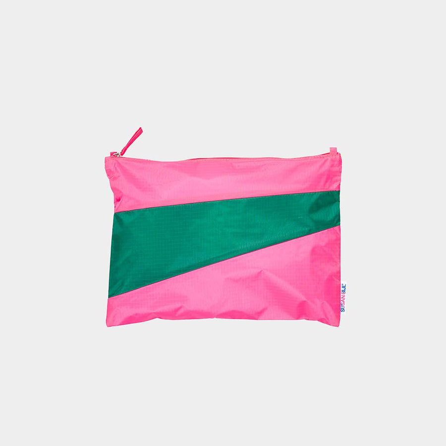 SUSAN BIJL-Pouch L Fluo Pink & Seaweed-TNPSHIFPSEL