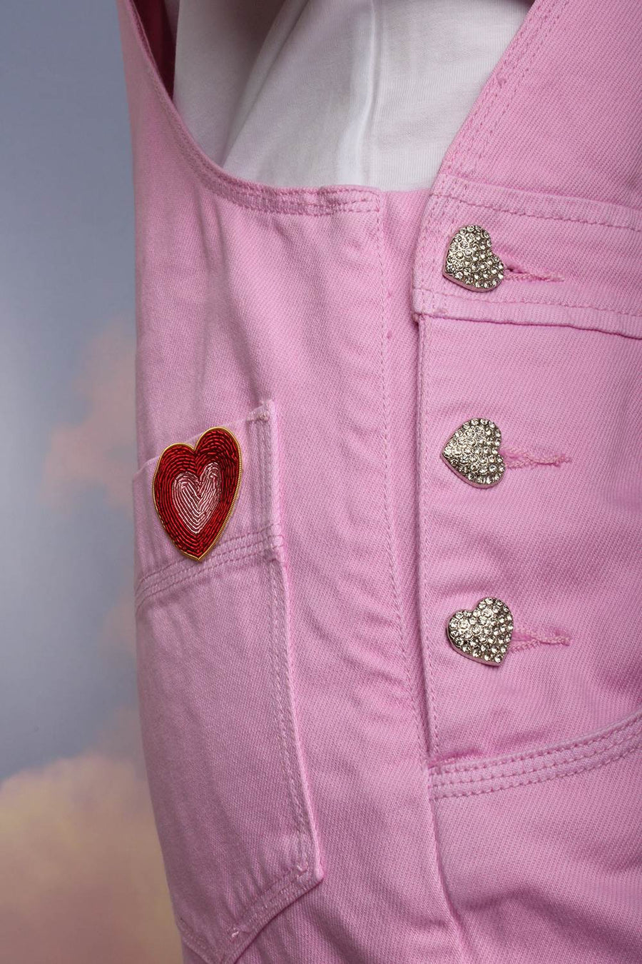 MANOUSH-Salopette rosa Denim Lover-E24DEOVROSE