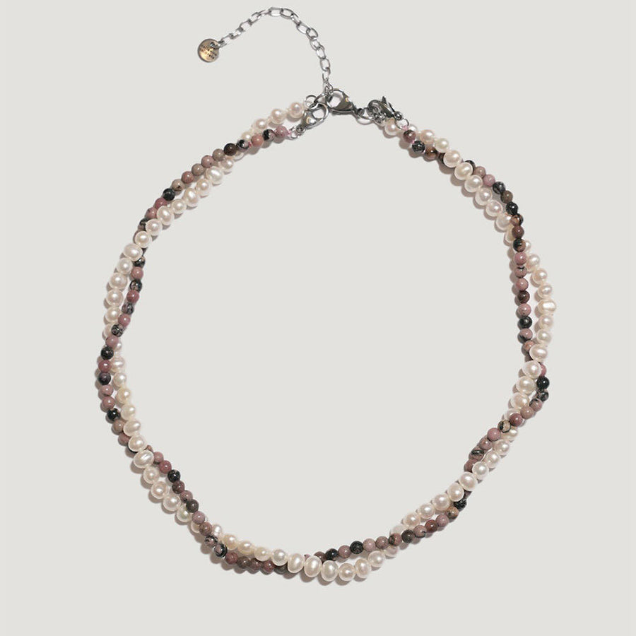 COLLANINE COLORATE-Collana doppia Twist Rodonite-CCTWRODU