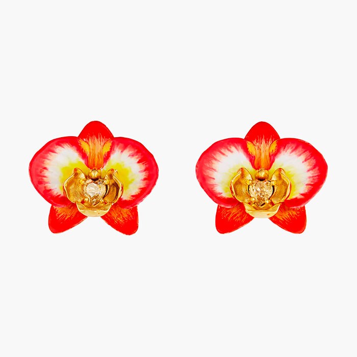 LES NEREIDES-Orecchini orchidea rossa e gialla-OOC105T/1