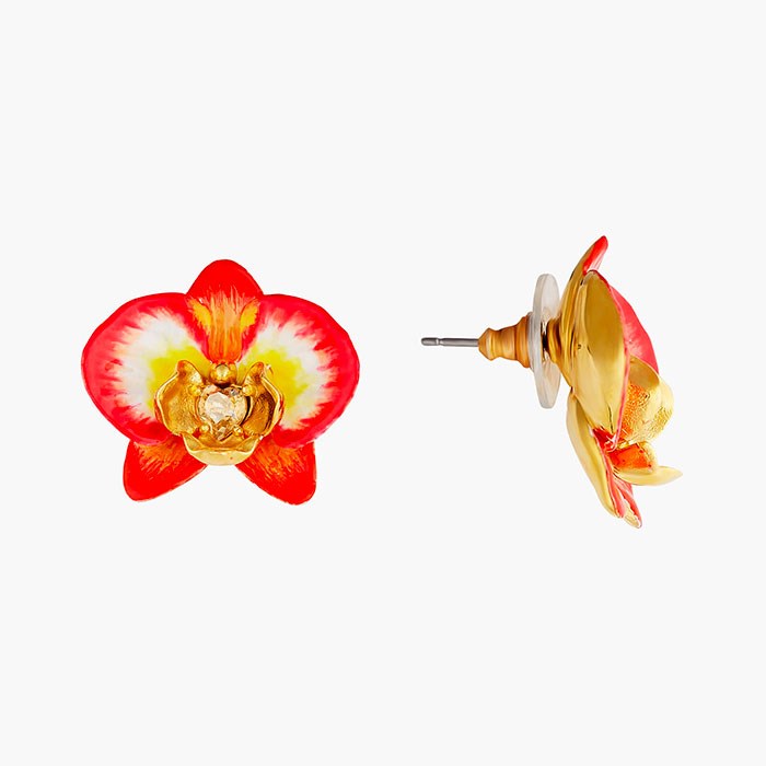 LES NEREIDES-Orecchini orchidea rossa e gialla-OOC105T/1