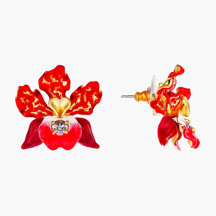 LES NEREIDES-Orecchini orchidea rossa-OOC108T/1
