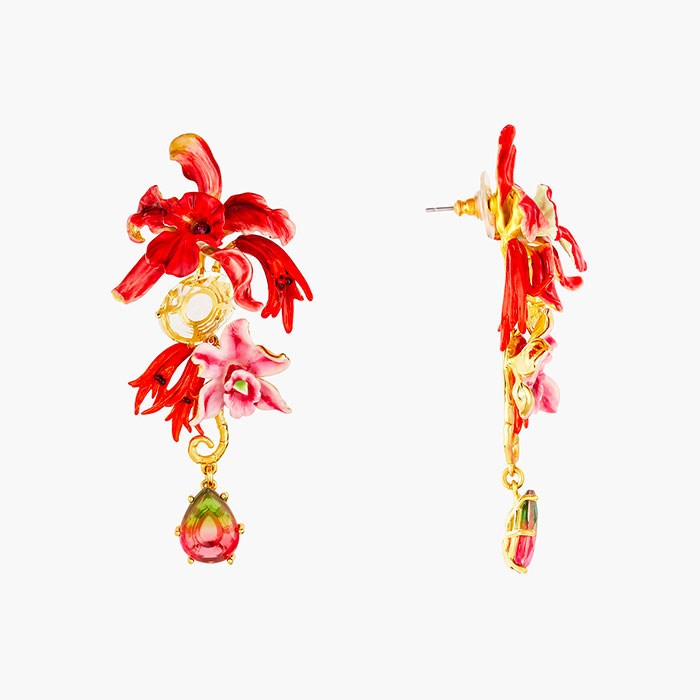 LES NEREIDES-Orecchini pendenti orchidea rossa-00C107T/1